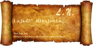 Lajkó Nikoletta névjegykártya